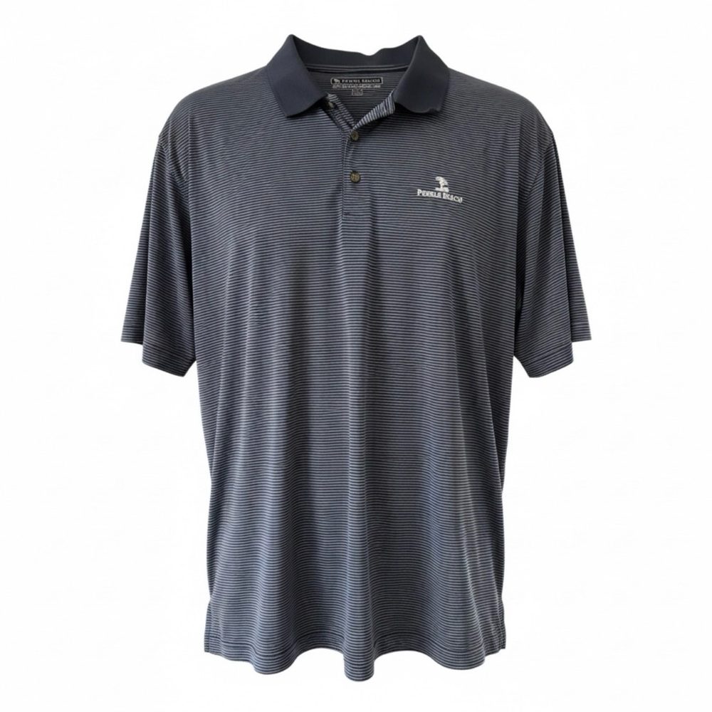 Pebble Beach Dry-Luxe Performance Men's Navy Striped Polo Shirt Tour Golf XXXL